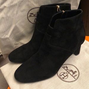 Hermes Black Suede Mysore Goatskin Jade Ankle Boots